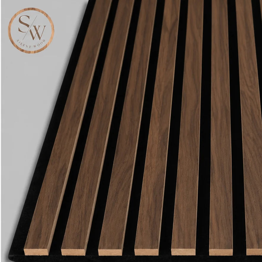 Classic acoustic wall panel in Walnut on black felt